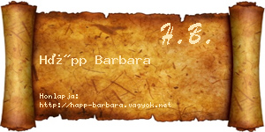 Hápp Barbara névjegykártya